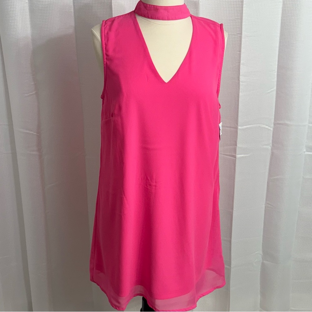 Live 4 Turth Junior Barbiecore Choker Neckline Shift Dress, Fuschia, Size XL